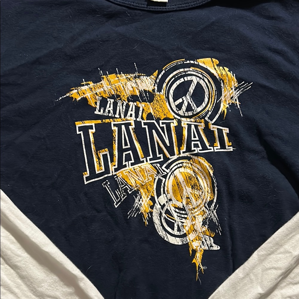 Navy and White Graphic Long Sleeve Top - Picture 2 of 6